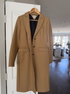 Tommy Hilfiger Camel Long Wool-Blend Pea Coat